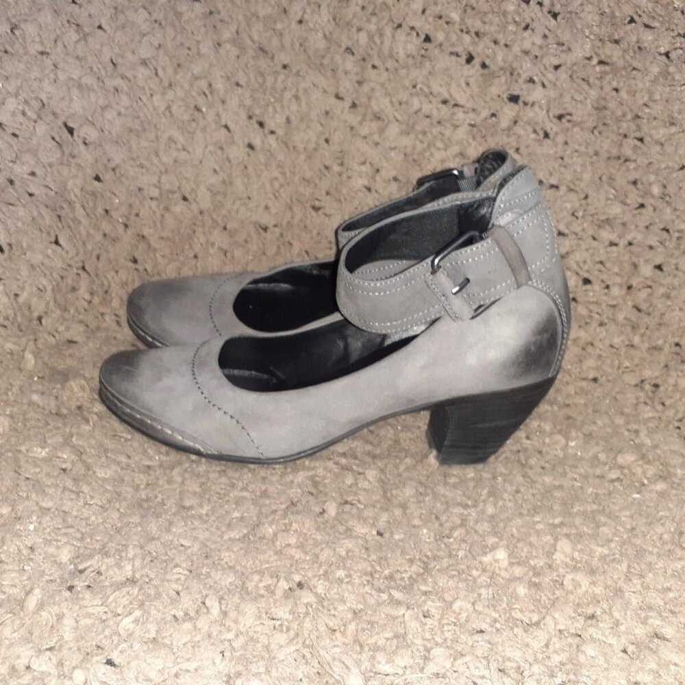 HOGL BRAND-Dark Gray Nubuck-Oiled Leather Areas-Ankle Wrap Strap Snap-Sz 6-NM - Picture 2 of 7